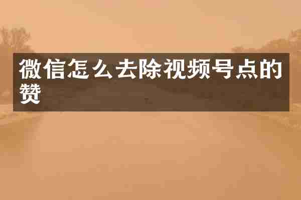 微信怎么去除视频号点的赞