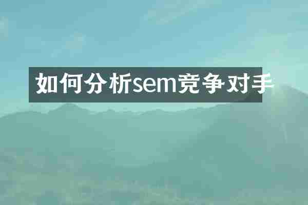 如何分析sem竞争对手