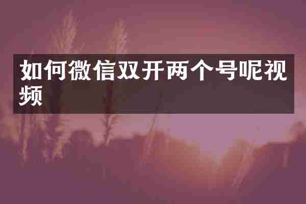 如何微信双开两个号呢视频