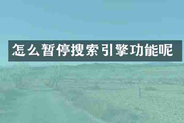 怎么暂停搜索引擎功能呢