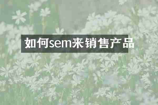 如何sem来销售产品