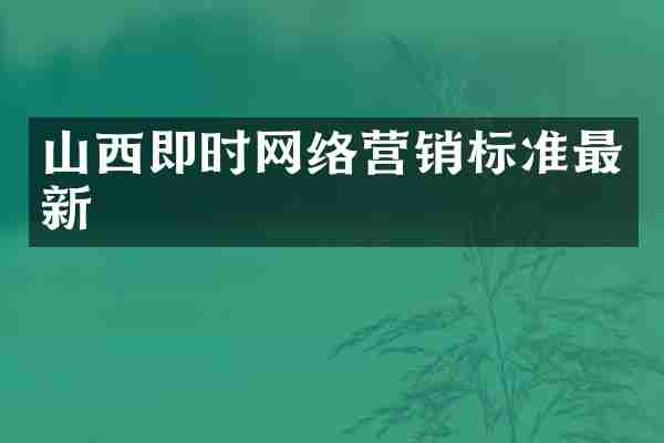 山西即时网络营销标准最新