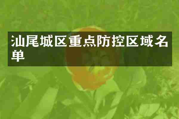 汕尾城区重点防控区域名单