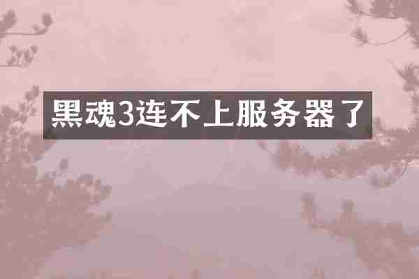 黑魂3连不上服务器了