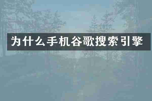 为什么手机谷歌搜索引擎