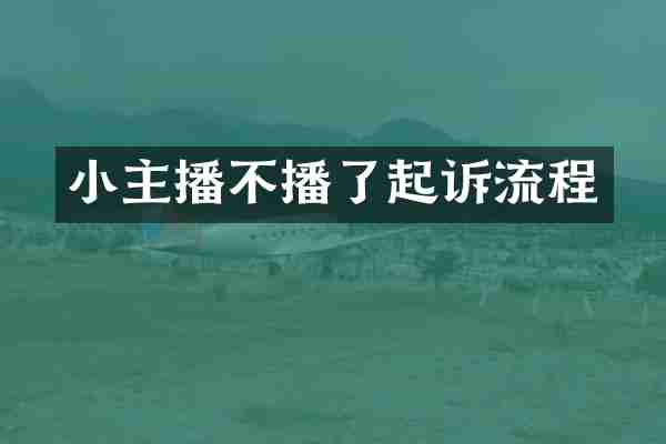 小主播不播了起诉流程