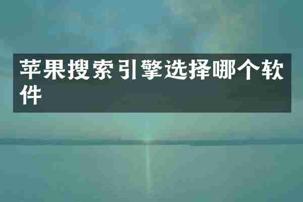苹果搜索引擎选择哪个软件