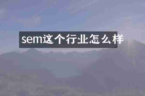 sem这个行业怎么样