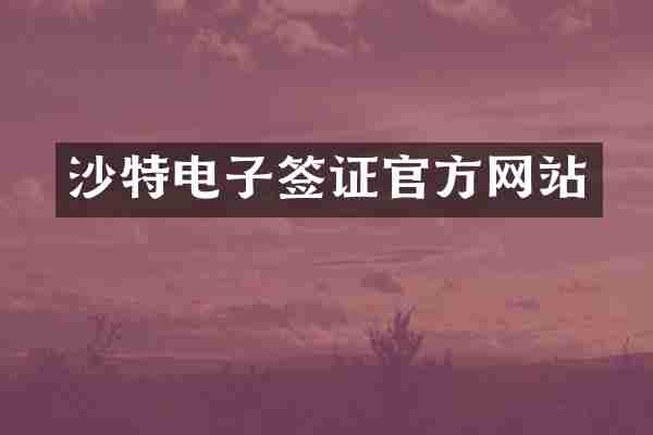 沙特电子签证官方网站