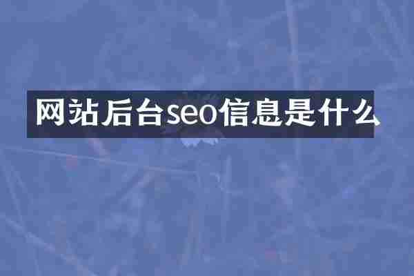 网站后台seo信息是什么