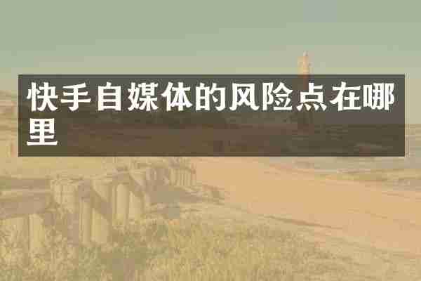 快手自媒体的风险点在哪里
