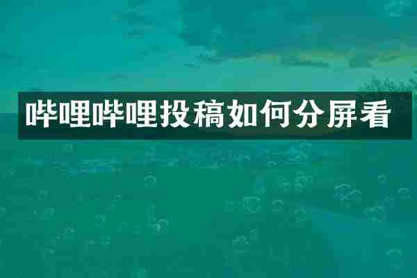 哔哩哔哩投稿如何分屏看