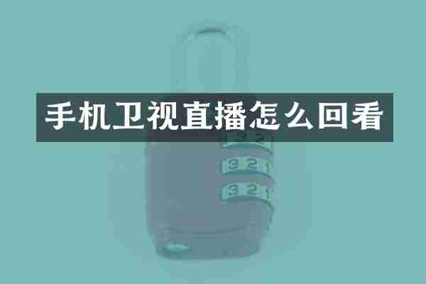 手机卫视直播怎么回看