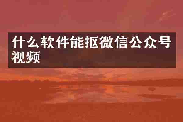 什么软件能抠微信公众号视频