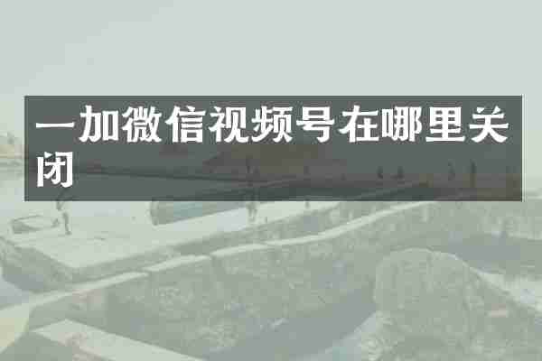 一加微信视频号在哪里关闭