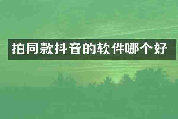 拍同款抖音的软件哪个好