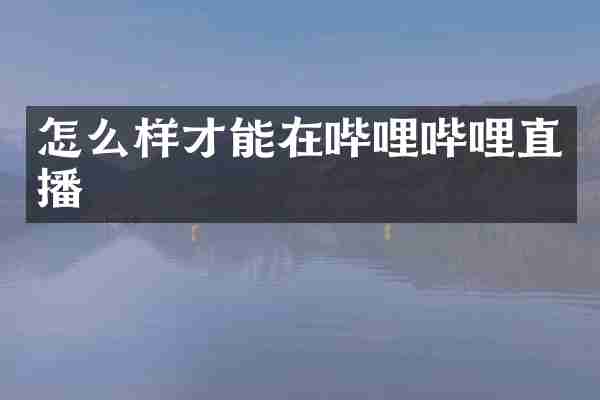怎么样才能在哔哩哔哩直播