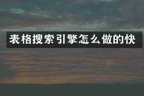 表格搜索引擎怎么做的快
