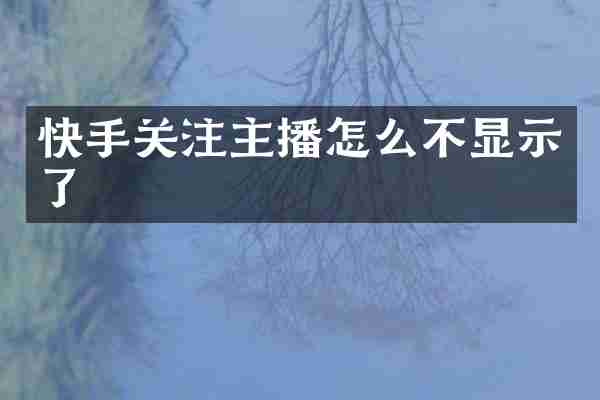 快手关注主播怎么不显示了