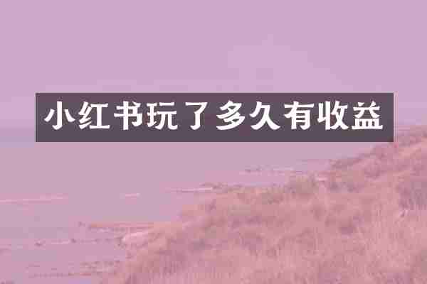 小红书玩了多久有收益