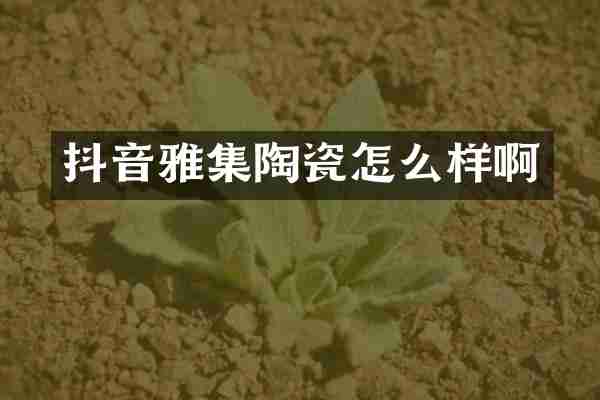 抖音雅集陶瓷怎么样啊