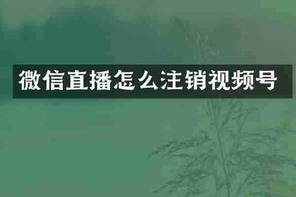 微信直播怎么注销视频号