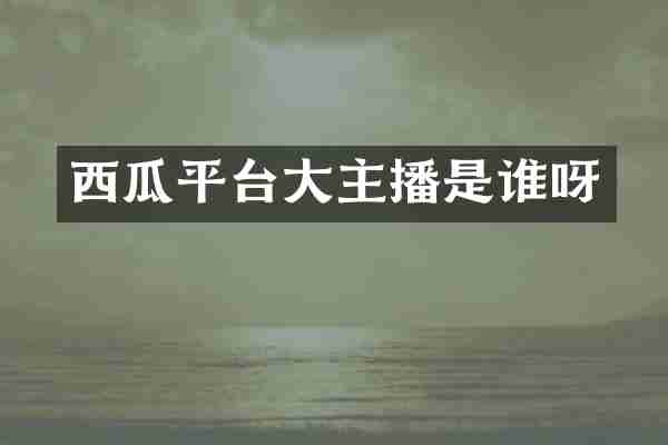西瓜平台大主播是谁呀