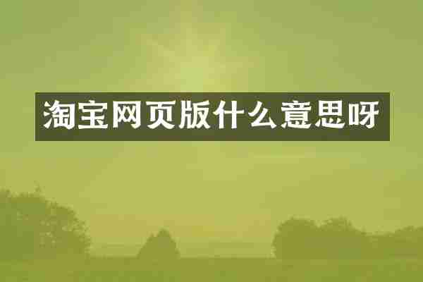 淘宝网页版什么意思呀