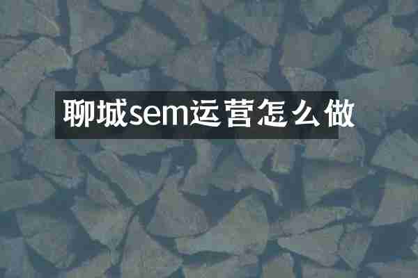 聊城sem运营怎么做