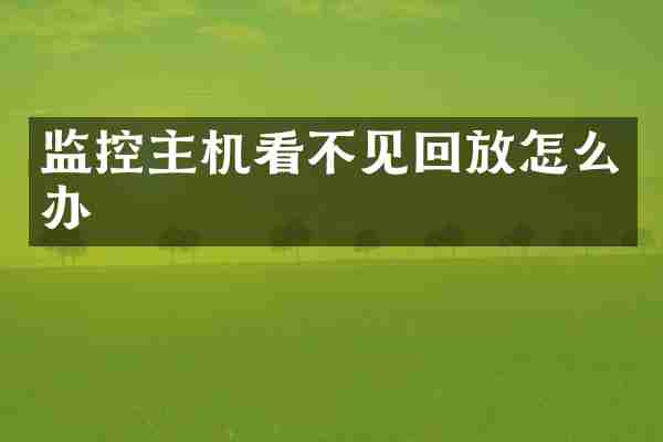 监控主机看不见回放怎么办