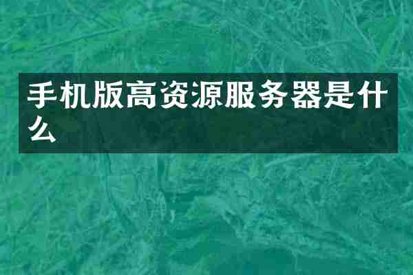 手机版高资源服务器是什么