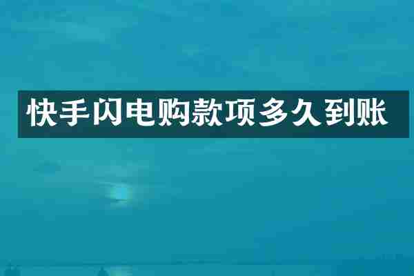 快手闪电购款项多久到账
