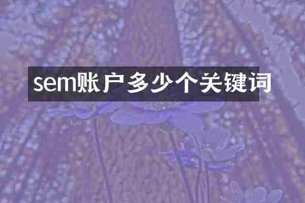 sem账户多少个关键词