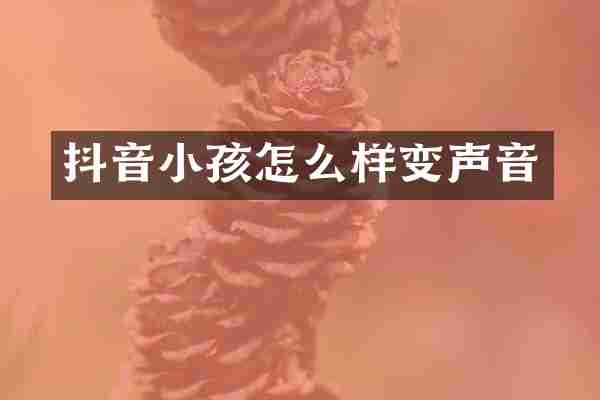 抖音小孩怎么样变声音
