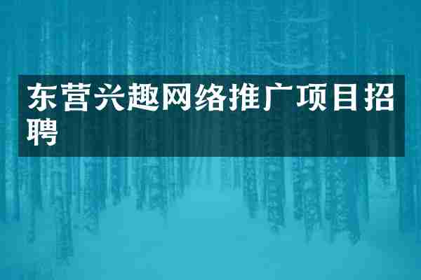 东营兴趣网络推广项目招聘