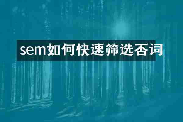sem如何快速筛选否词
