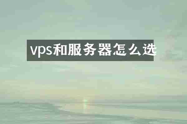 vps和服务器怎么选