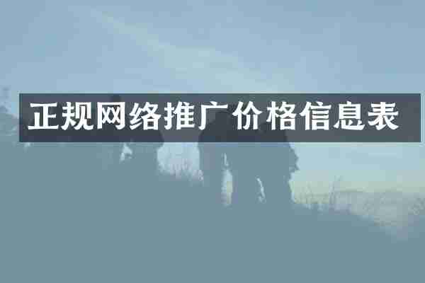 正规网络推广价格信息表