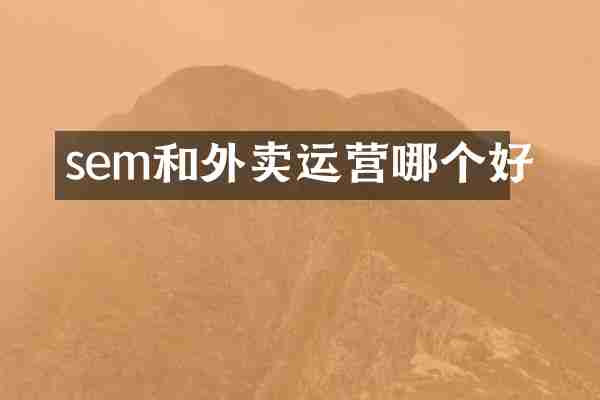 sem和外卖运营哪个好