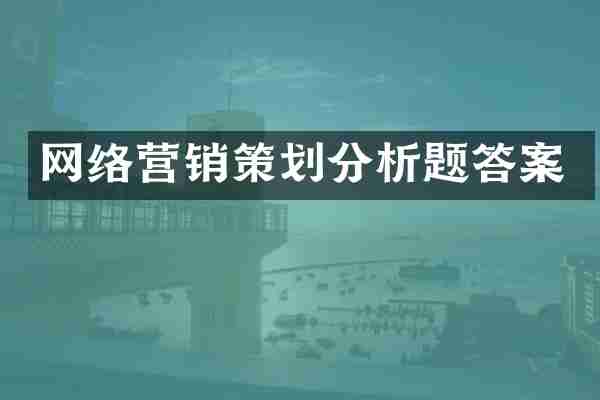 网络营销策划分析题答案