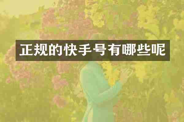 正规的快手号有哪些呢