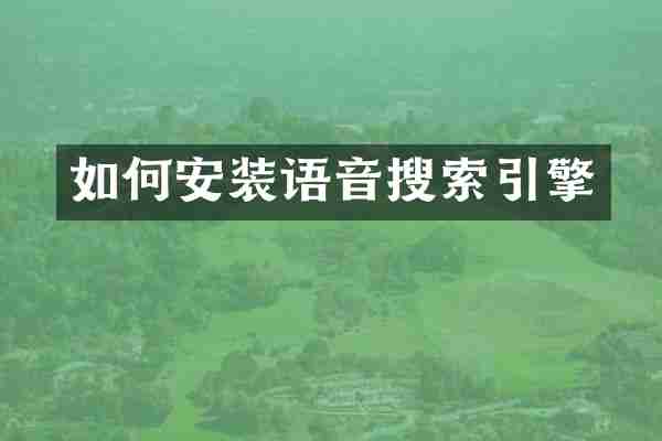 如何安装语音搜索引擎