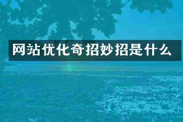 网站优化奇招妙招是什么