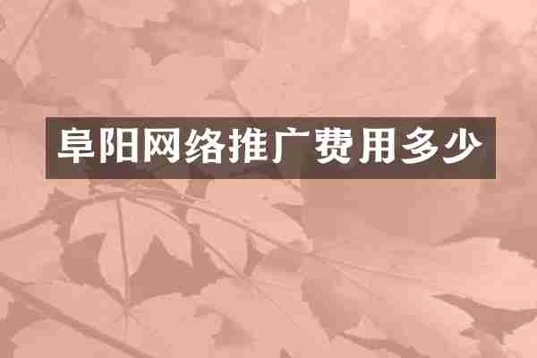 阜阳网络推广费用多少