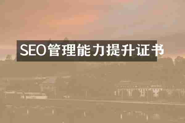 SEO管理能力提升证书