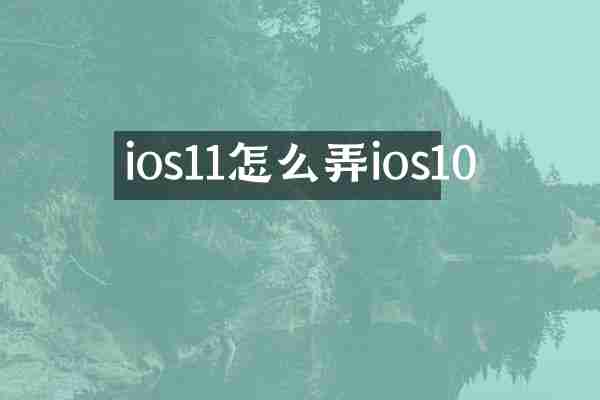 ios11怎么弄ios10