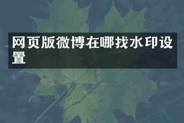 网页版微博在哪找水印设置
