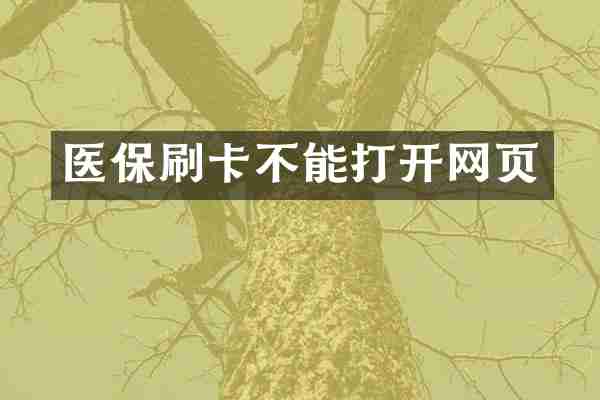 医保刷卡不能打开网页