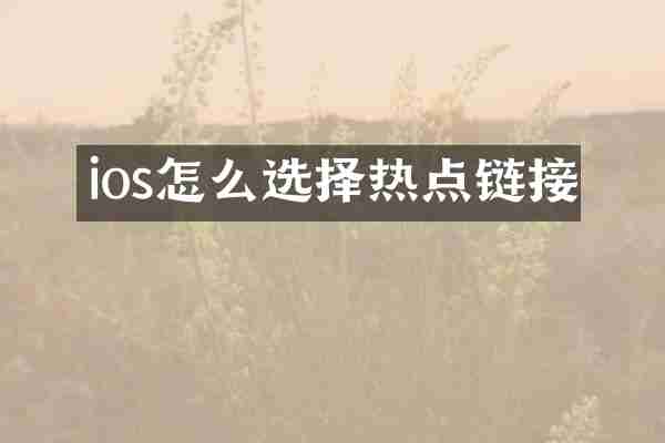 ios怎么选择热点链接