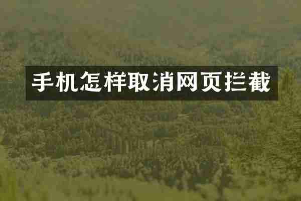 手机怎样取消网页拦截